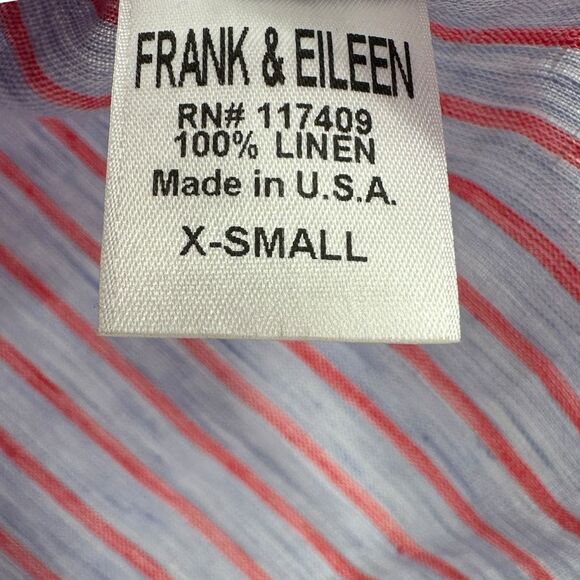 Frank & Eileen Barry Linen Chambray Stripe Button Down Shirt Size X-Small XS - Picture 5 of 7